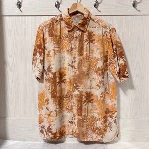Margaritaville Mens Jimmy Buffet Banana‎ Republic Shirt Palm Tree Silk Linen M